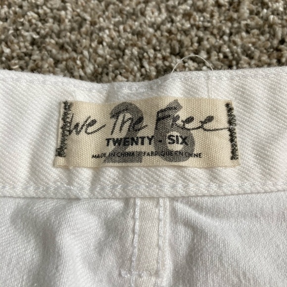 Free People White Distressed ButtonUp Denim Shorts - Picture 7 of 8